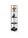 FURINNO Turn-N-Tube 5-Tier Corner Square Rack Display Shelf, Round, Black/Grey