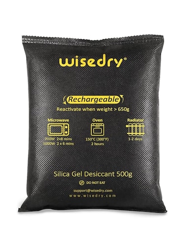 wisedry 500 Gram [2 Packs] Rechargeable Silica Gel Car Dehumidifier, Microwave Fast Reactivated Desiccant Packets Large for Gun Safe Closet Basement Garage Storage Moisture Absorbers Bag Reusable
