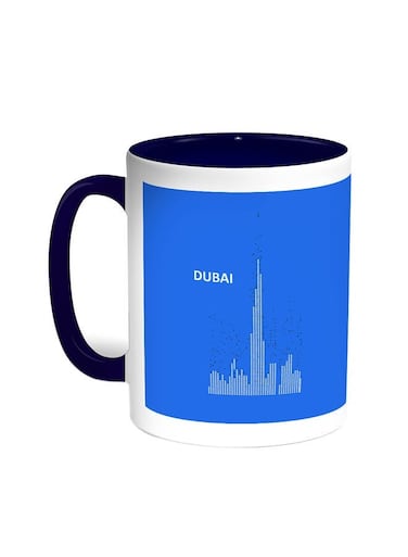 Abstract Drawing - Dubai Towers Printed Coffee Mug Blue/White 11ounce
