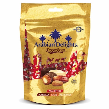 Arabian Delights Chocodate Assorted Chocolate Coated Dates with Almonds, 110g