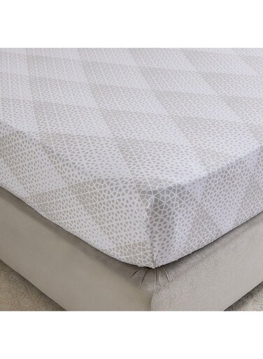 Box Malta Cara Printed Cotton Fitted Sheet - King Size