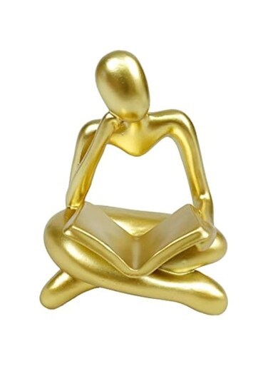 Benting Resin Statue Thinker Style Decoration Abstract Sculptures Collectible Figurines for Home Decor Modern Office Shelf Desktop (Gold)