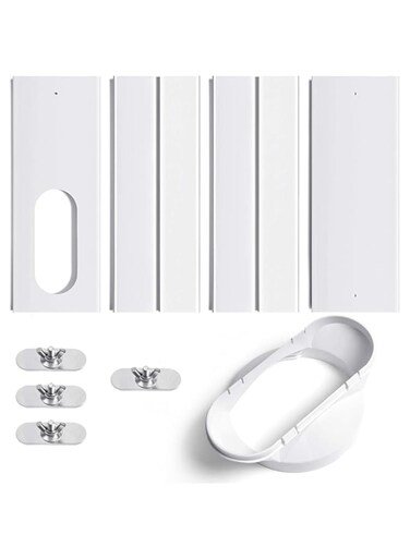 KASTWAVE Portable Air Conditioning Window Kit with Coupler Adjustable Window Seal AC Window Seal for AC Units, Sliding AC Exhaust Pipe Kit for 5" Diameter Duct Universal