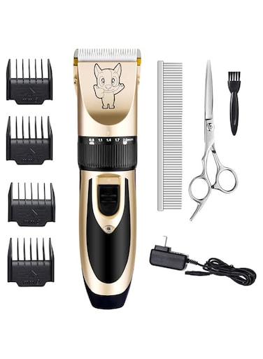 Highdas Dog Grooming Kit Clippers, Low Noise, Electric Quiet, Rechargeable, Cordless, Pet Hair Thick Coats Clippers Trimmers Set, Suitable for Dogs, Cats, and Other Pets (Gold)