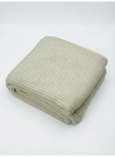 130 x 160 cm Cozy Cotton Knitted Throw Beige Blanket for Couch and Bed, Premium 400GSM Soft Breathable Boho Decorative Runner Cover Travel Picnic Mat