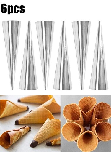6 Piece Spiral Croissants Pastry Conical Tube Baking Mold Silver&Acirc;&nbsp;4.72 &Atilde;&mdash; 1.26 inch