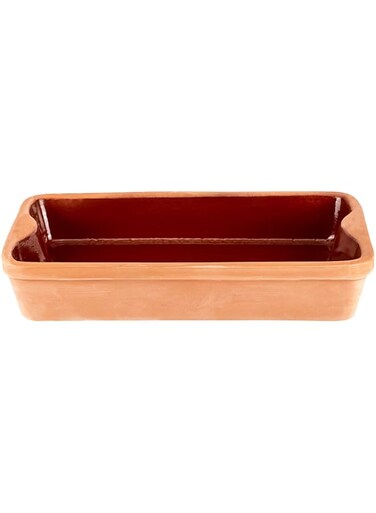 AKDC Clay Casserole Rectangle 23Cm X 38Cm X 8Cm Clay Colour