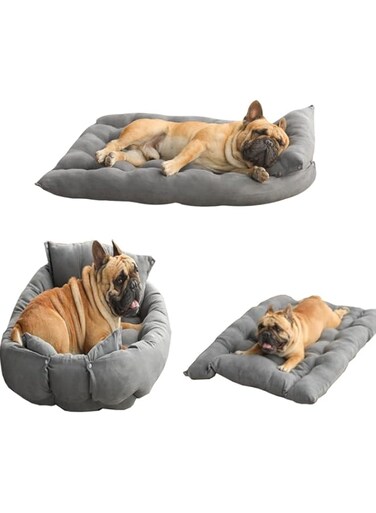 UBP Pet Sofa Bed, 3 in 1 Foldable Dog Bed , Multifunctional Washable Pet kennel, Pet Calming Bed Winter,for Small, Medium and Large Pet (S, Grey)
