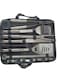 15-Piece Stainless Steel BBQ Accessories Set with Storage Bag Black