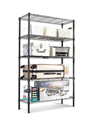 5-Tier Layer Heavy Type Carbon Steel 5 Shelf Shelving Storage Unit Rack Storage Organizer Metal Black 55x30.5x150cm