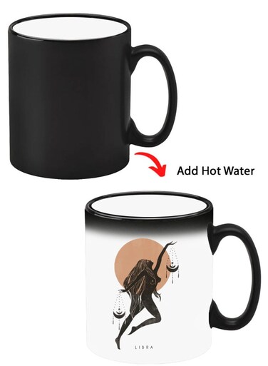 Color Changing Heat Sensitive Ceramic Mug, Image Revealed When HOT Liquid is Added! Libra