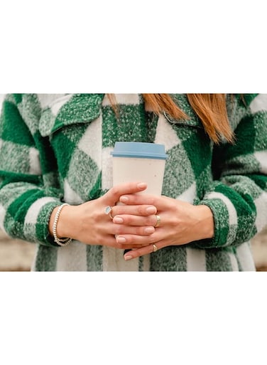 Circular and Co Now Cup - 12oz/340ml Reusable Coffee Cup Made from Recycled Single Use Cups. Insulated Recyclable. (Cream &amp; Faraway Blue)
