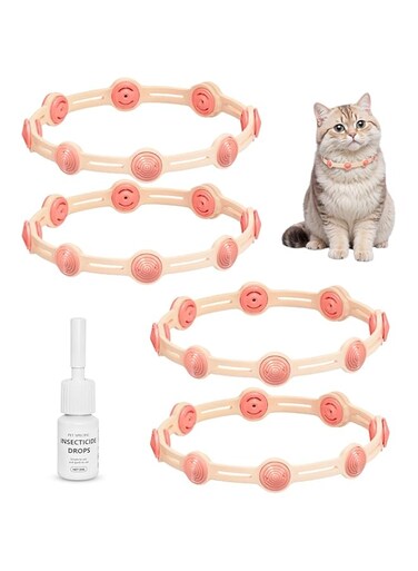 Azonee Flea Collar for Cat Kittens, 32 Months Cat Flea and Tick Collar Protection, 4 Pack Adjustable Flea Collar for Cats with Essential Oils, Flea and Tick Prevention for Cats Collar