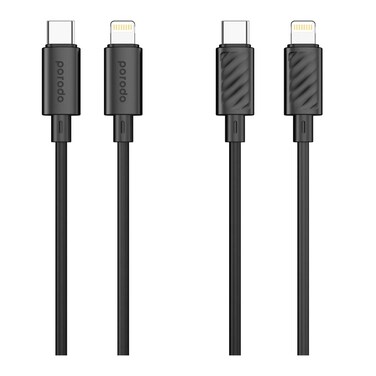 Porodo Blue USB-C to Lightning Cable 1.2m/4ft &ndash; 27W PD Fast Charge, 480Mbps Data Sync