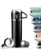 TERRIFI Water Bottle 500ml Vacuum Flask, Insulated Travel Mug with Leakproof Lid and Handle, Reusable Drinks Bottles Stays Coffee Tea Hot and Cold Up to 12 Hours for Work Sports Camping Cycling, Black