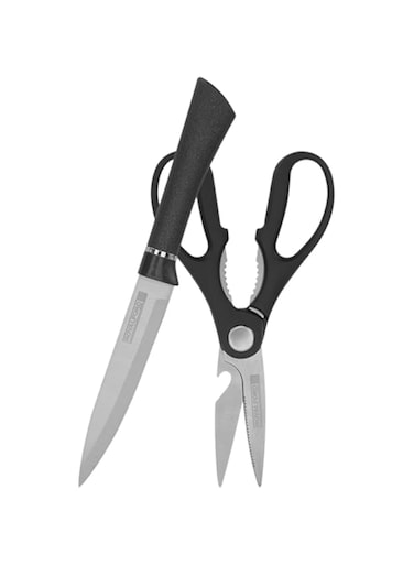 Royalford 2pcs Kitchen Tool Set RF12003 Kitchen Knife and 3 in 1 Kitchen Scissor Set