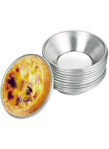 GRETAL Portuguese Style Aluminum Egg Tart Cupcake Cake Cookie Mould Pudding Mould Egg Tart Mould Round Custard Tin 15pcs