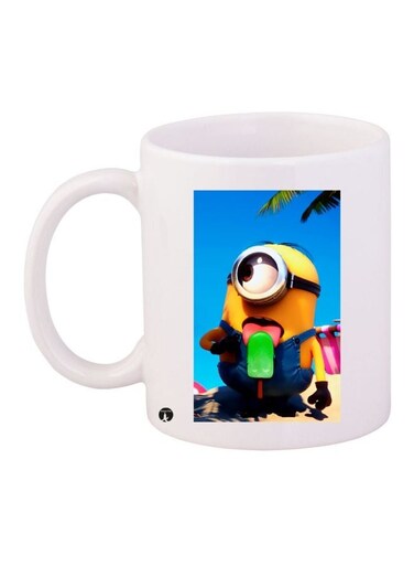 Minion Printed Coffee Mug White/Blue/Yellow 11ounce