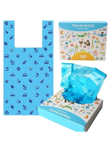 URbazaar 100pcs Poop Bags,Dog Poo Bags with Tie Handles,Pet Dog Supplies for Dogs Cats Puppy Biodegradable Extra Thick Large Leak Proof Environment Friendly Poop Bags(E)