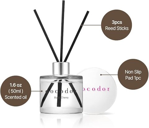 Cocod&#39;or [COCODOR/Black Cherry] Reed Diffusers Oil, 50ml, Best for Home, Room Fragrance, Scented Oil diffusers