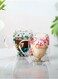 Set of 2 -350 ML Borosilicate Double Wall Flower Coffee Cup, Pink and Blue