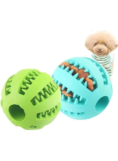 Mumoo Bear Treat Dispenser Dog Toy Ball   Interactive Dog Toys for Boredom   Dog Puzzle Toy   Stimulation Toy (Small 6.6cm/2.6in, BLUE&amp;GREEN, 2 Pack)