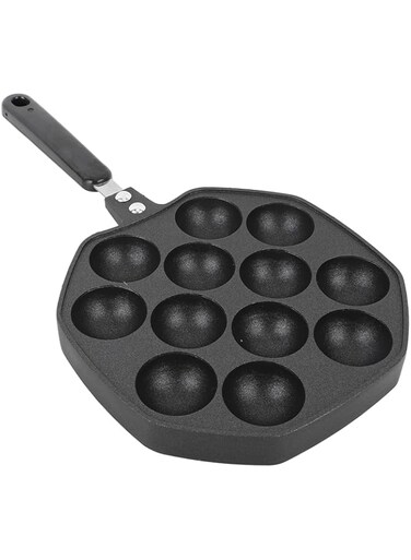 Cryfokt Takoyaki Pan, Compact Takoyaki Cooking Plate, Easy to Clean, Aluminum Alloy 12 Hole Heavy Duty Takoyaki Grill Pan for Kitchen