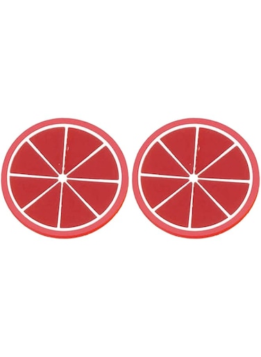 SOLDOUT 2 PCS Silicone Cup Mat Placemat Stand Hot Coasters Insulation Pad Kitchen Table Mats Pad Slip Holder Mini Fruit Drink Coaster (Pack of 2, Red Orange)