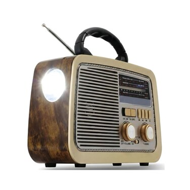 Tradeo Hi-Fi Retro Radio: AM/FM/SW Wireless Bluetooth Speaker with USB &amp; Disco Light
