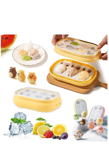 Ice Lolly Moulds with Sticks, 7 Pieces Mini Ice Pop Moulds Silicone for Baby Food Grade BPA Free, Reusable Cute Popsicle Mould Easy Release Homemade Ice Cream Moulds Ice Lolly Maker for Kids