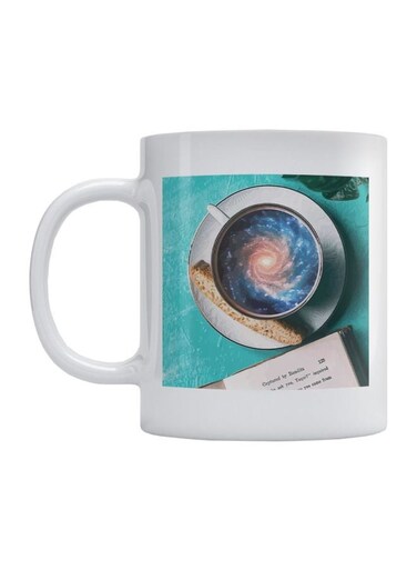 Coffee Lovers Printed Coffee Mug White/Blue/Green 350ml