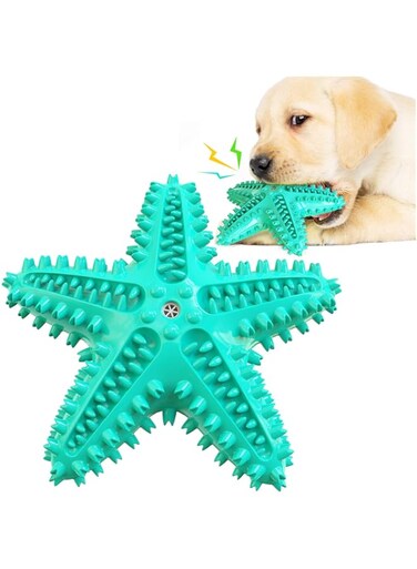 Carllg Dog Toys for Aggressive Chewers, Dog Teething Cleaning Toothbrush Toy, Durable Squeaky Interactive Starfish Puppy Toys for Small Medium Large Breed
