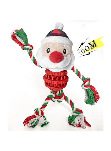 Chngeary Dog Christmas Toys for Small Medium Large Dogs, Squeaky Plush Dog Toys + Interactive Dog Toys + Dog Rope Toys Multi Function Cute Santa Puppy Toys for Christmas