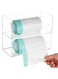 Trash Bag Dispenser Holder, 2 Compartment Wall Mount Acrylic Kitchen Double Side Loaded Organizer Storage Box Holder for Garbage Bag Grocery Bag Plastic Bag (10 x 4.7 x 8 inches)