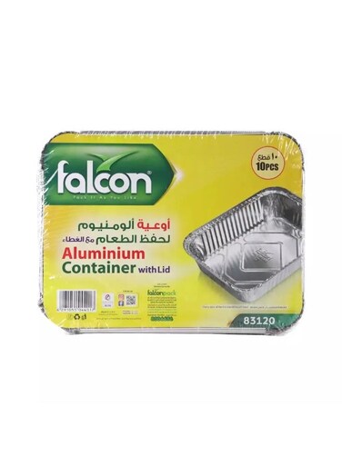 Aluminium Food Containers with Lid - 10pcs Silver 23X17 cmcm