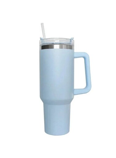 travel mug with handle and clear lid keeps drinks hot or cold for hours durable lightweight design fits cup holders ideal for coffee tea water and everyday use