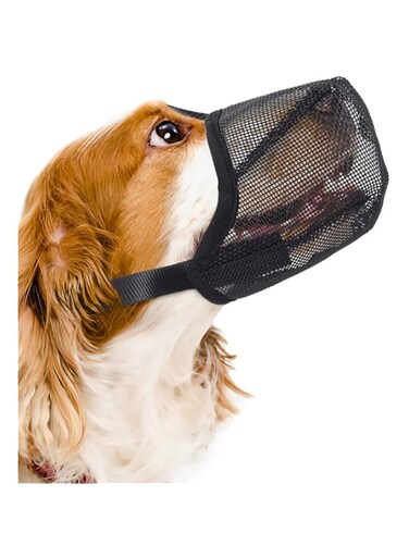 TERRIFI Soft Mesh Dog Muzzle, Soft Mesh Covered Muzzles with Adjustable Straps, Prevent Biting Chewing and Licking, Suitable for Large Medium Small Sized Dogs, M (9&frac12;&rdquo;-10&frac12;&rdquo;)