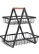 2 Tier Countertop Fruit Basket,Portable Fruit Bowle Basket for Kitchen Organizer Storage &amp; Dining Room Fruits Vegetable Bread Snacks, Detachable Metal Rectangle Basket Storage