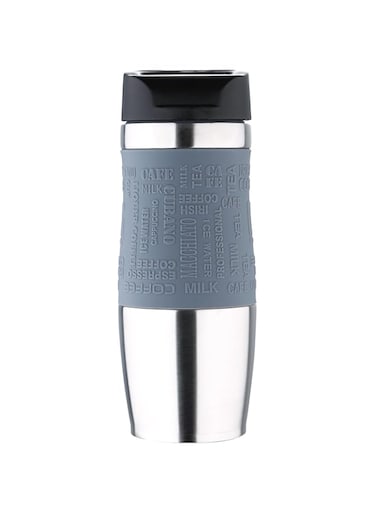 Bergner Travel Thermos Flask 375 ml with Removable Lid Made of Stainless Steel Double Insulated Wall for Temperature Maintenance Drip Proof Cap Colour Grey