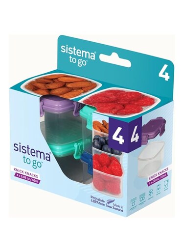 Sistema Mini Knick Knack Pack To Go Containers Set Of 4, , Green, Blue &amp; Purple - 4 x 2.09 oz / 62 ml