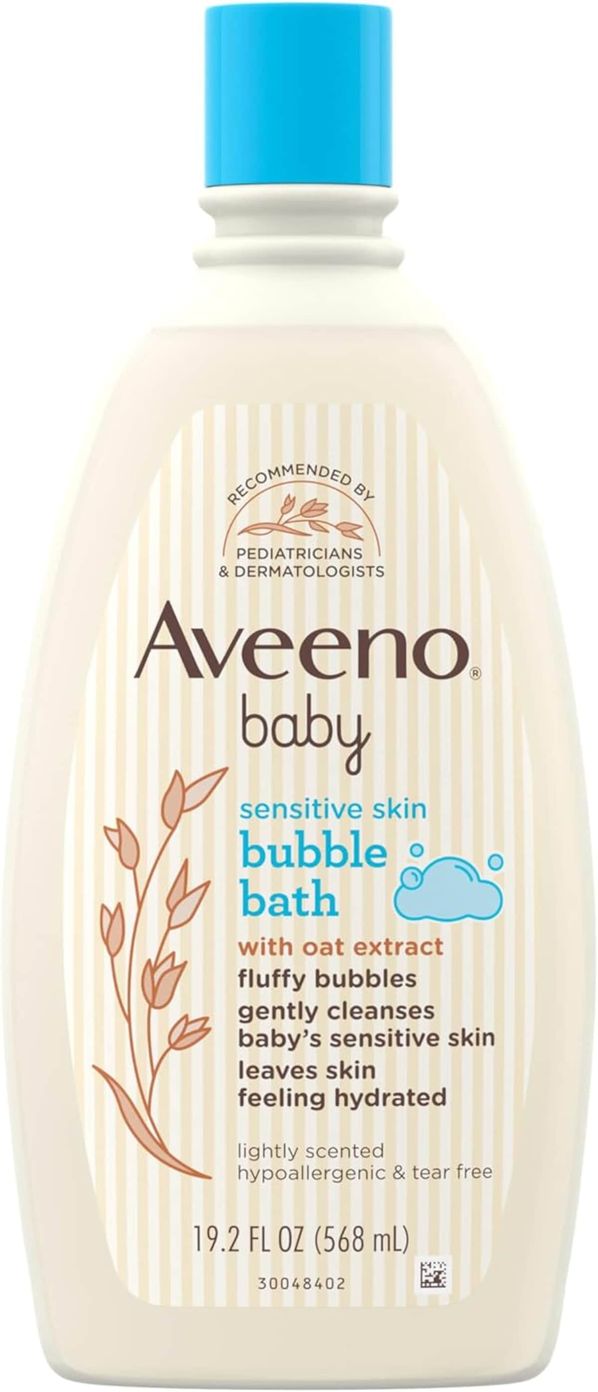 Aveeno Baby Sensitive Skin Bubble Bath 19.2 fl oz product package