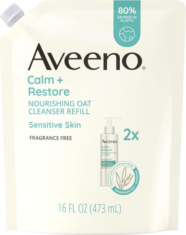 Aveeno Calm Restore Nourishing Oat Facial Cleanser, 16 ounce, White