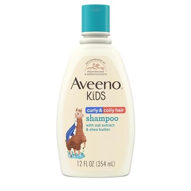 Aveeno Kids Curly Hair Shampoo, Hydrating Shampoo, Kids Curly Hair Products, Oat Extract &amp; Shea Butter Gentle Scent, 12 Fl. Oz (Pack Of 1)