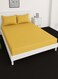 Deep Fitted Elastic Bedsheet Set With Pillow Covers, King/Queen/Double/Single Sizes, Color Gold, Depth 30cm