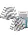 MostNow 2 Pcs Triangle File Folder Racks and Magazine Holder,Letters Storage,9 Lattice Metal Newspaper Holder Magazine File Storage for Office Home Decoration (Black)