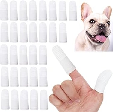 PenVinoo 30 PCS Dog Toothbrush Pet Toothbrush Finger Toothbrush cat Toothbrush Washable &amp; Comfortable &amp; Durable 1 Set for 2 Fingers(30) (30)
