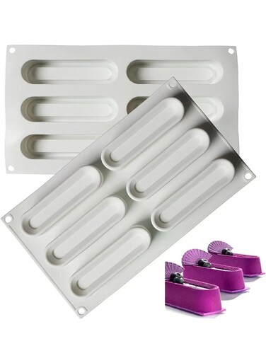 Ellipse Silicone Molds Baking Mold for Mousse Cake, Silicone Mold for Baking Cakes, French Dessert Mold for Pastry Chocolate,Jelly(6-Cavity)