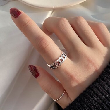 S925 Sterling Silver Cool Style Ladies Combination Ring, Specification:J242