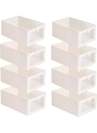 8 Pcs Linen Storage BinsWardrobe Clothes Organizer,Multifunctional Foldable Storage Box&iuml;&frac14;&OElig;With Clear Window&iuml;&frac14;&OElig;Moisture and Mold Prevention&iuml;&frac14;&OElig;for Storing Shirts, T Shirts, Socks, Underwear, Documents