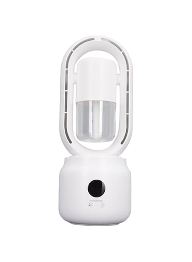 Luqeeg Bladeless Fan, Quiet 3 Speeds, Mist Humidifier, Adjustable Direction, Rapid Cooling for Home Office with Humidification